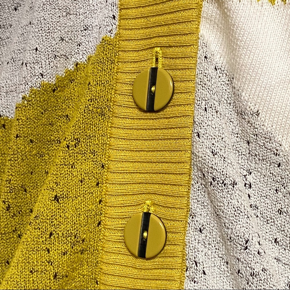 Vintage Patrizia by Mondi green gray white print knit button up cardigan sweater - Picture 6 of 10